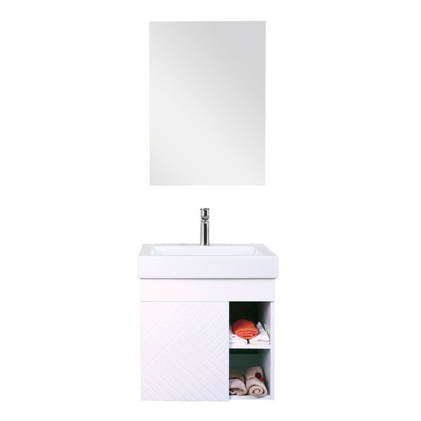 Innoci-Usa Anacapa 22 in. W Wall Mounted Vanity Set with Integrated Basin and Medicine Cabinet in Matte White 91221282
